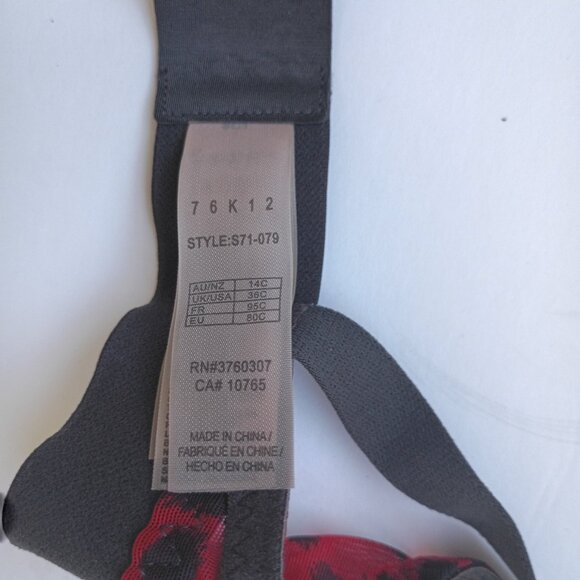 Stella McCartney Marguerite Poppy Red / Charcoal Mesh Bra 36 C NWT - Picture 5 of 6